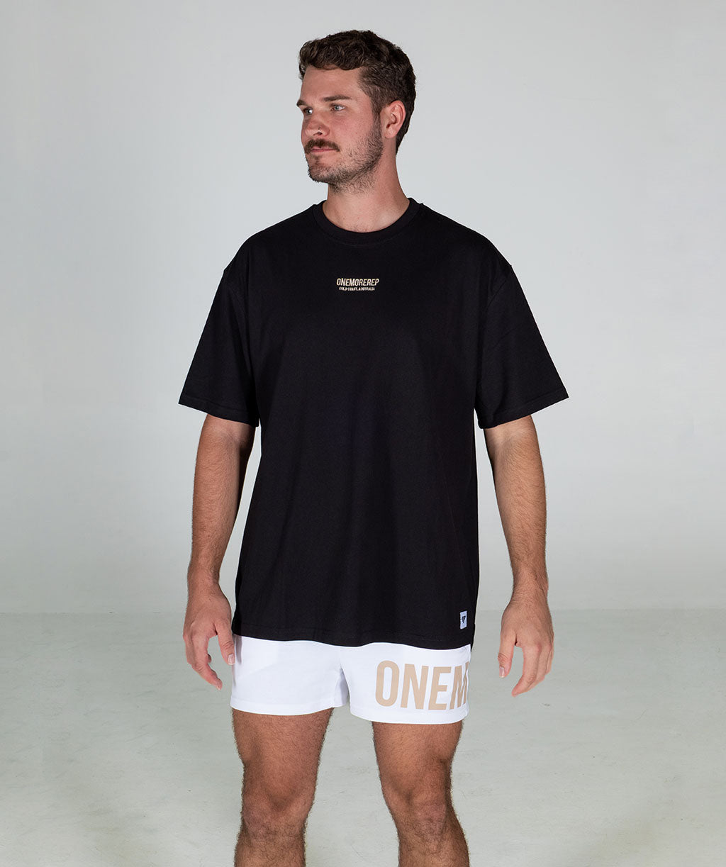 Minimalist Oversized Brace Tee Black/Almond