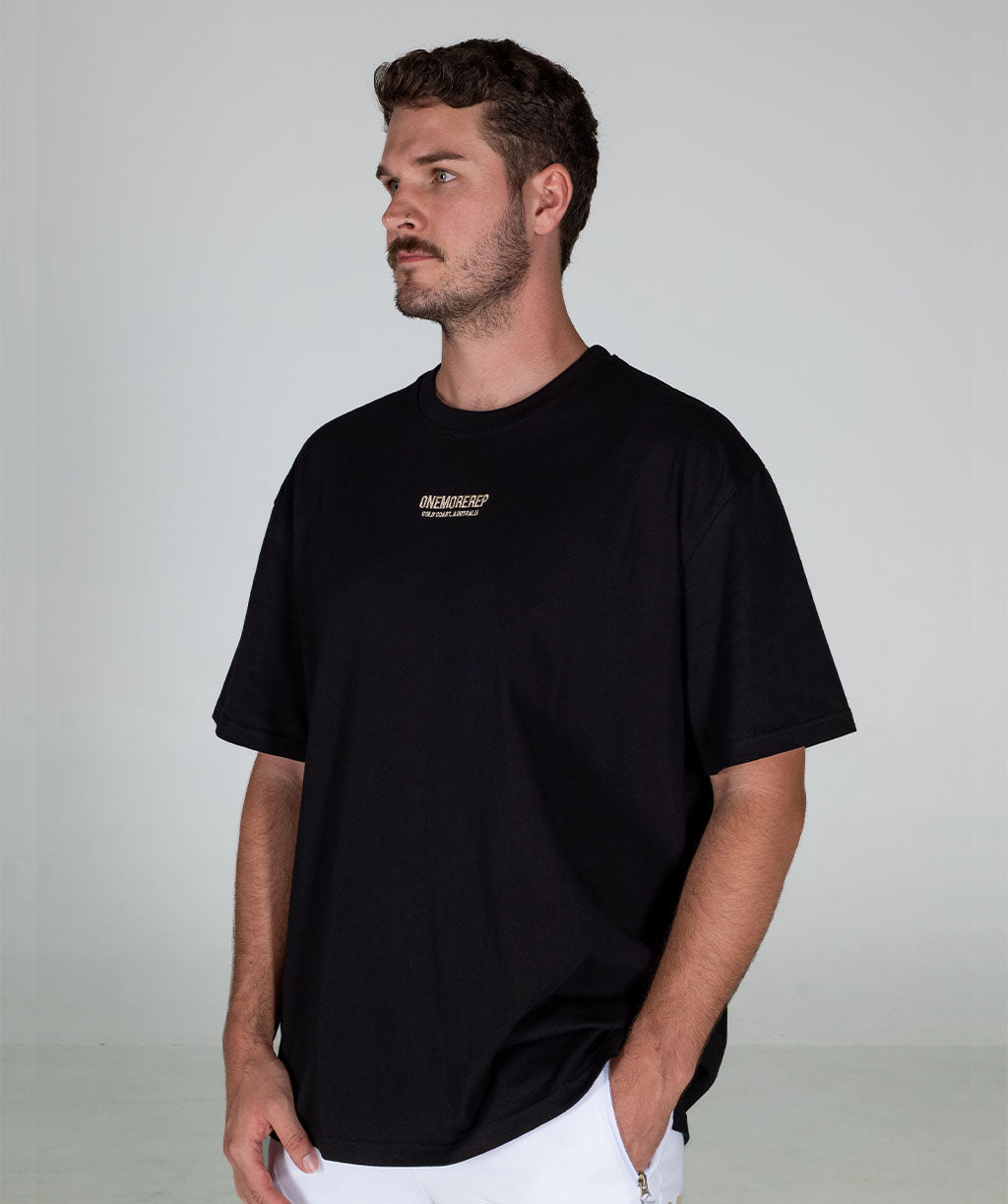 Minimalist Oversized Brace Tee Black/Almond