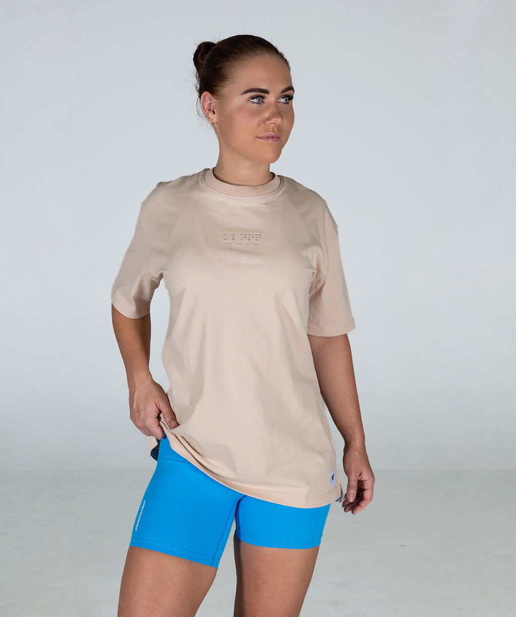 Minimalist Oversized Brace Tee Almond/Tonal