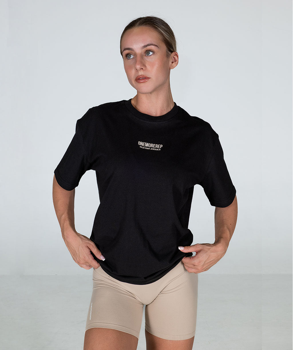 Minimalist Oversized Brace Tee Black/Almond
