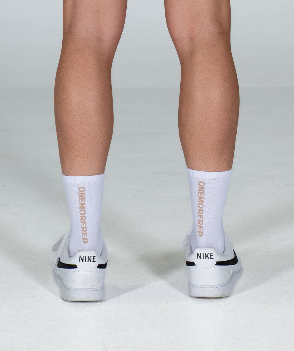 OneMoreRep Crew Socks White/Almond