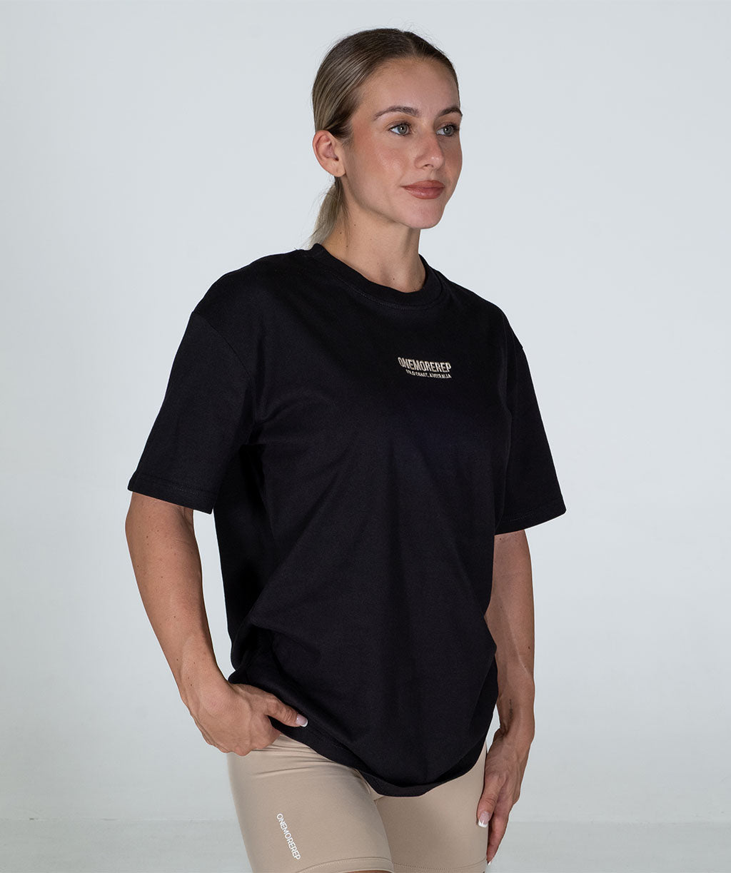 Minimalist Oversized Brace Tee Black/Almond