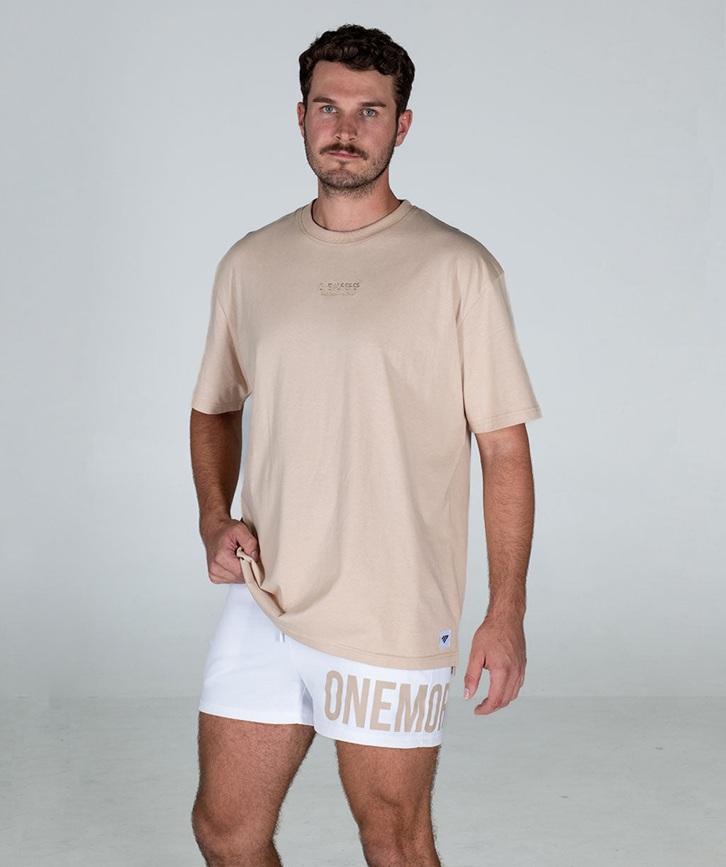 Minimalist Oversized Brace Tee Almond/Tonal