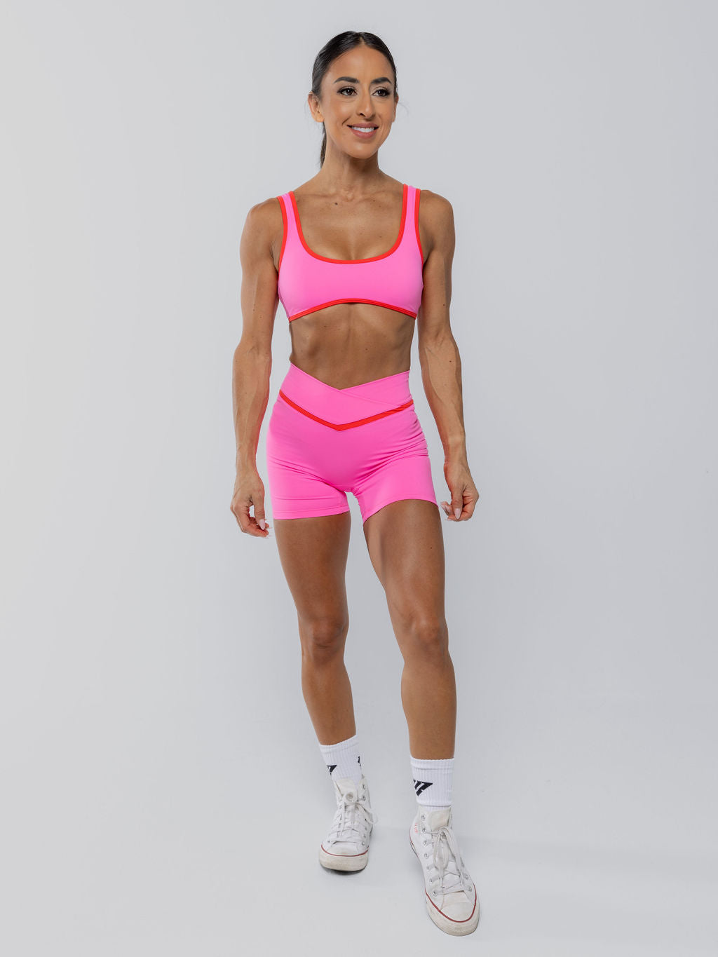 Two Tone Cross Shorts Pink Sherbet