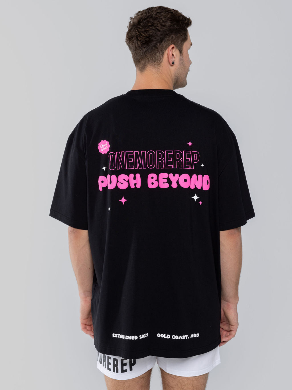 Goals Oversized Tee Black Pink Sherbet