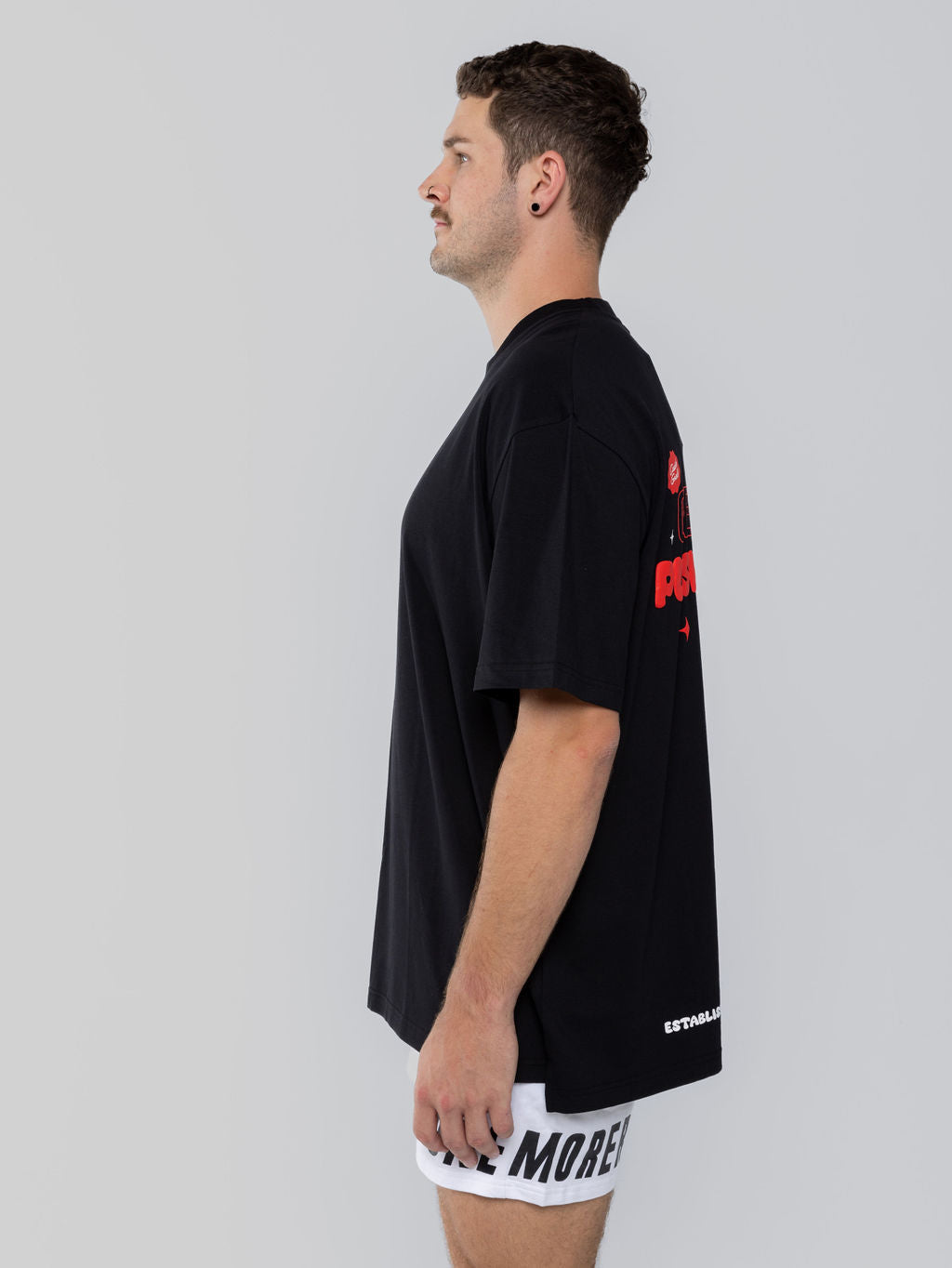 Goals Oversized Tee Black Ruby Red