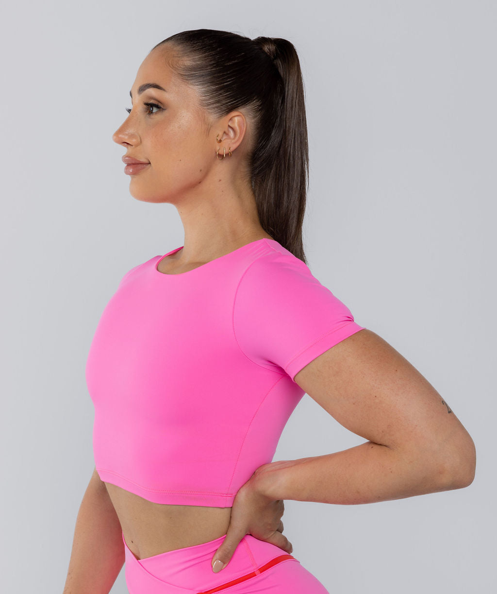 Sculpt Crop Tee Pink Sherbet