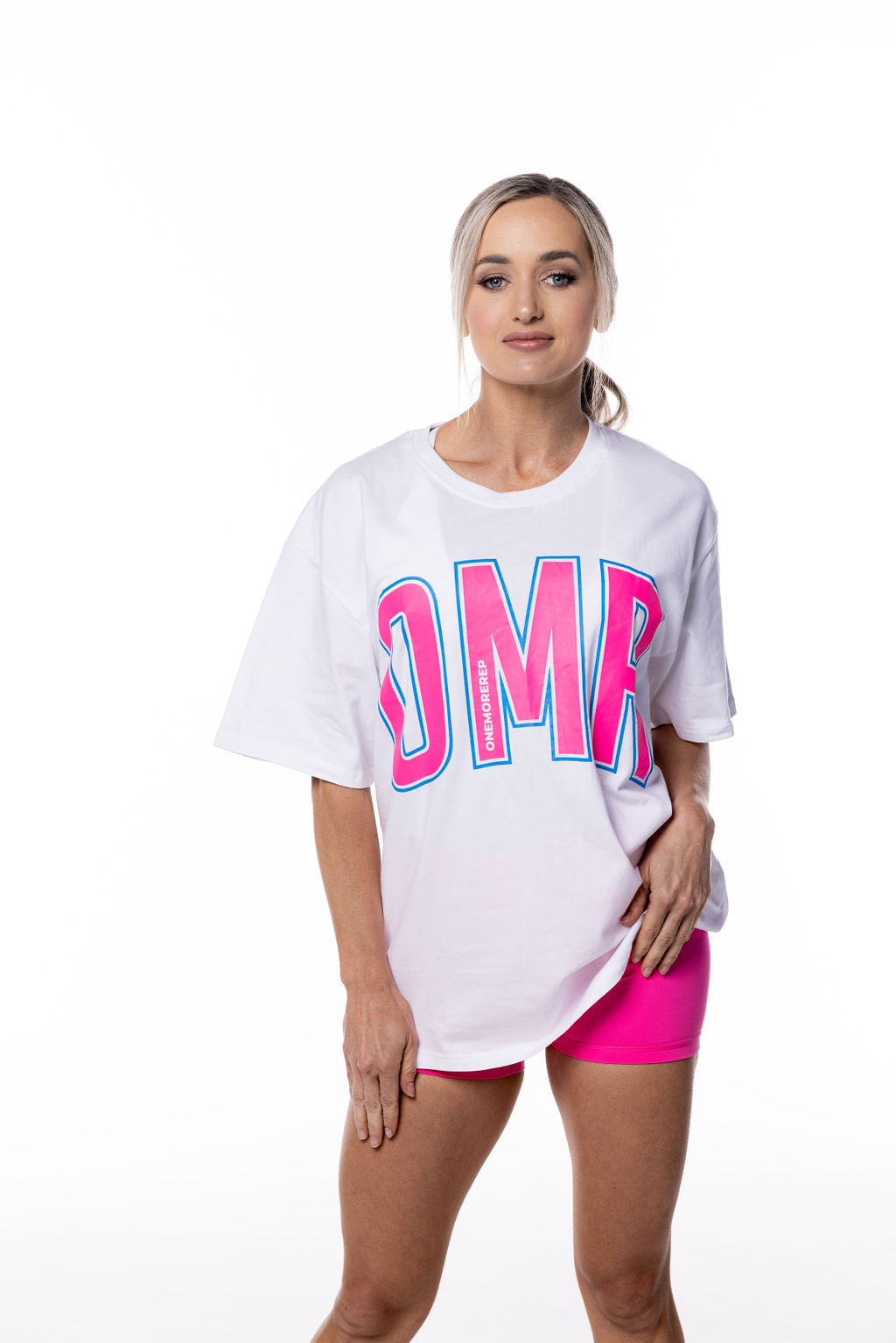 Oversized Pump Tee White/Bubblegum Pink