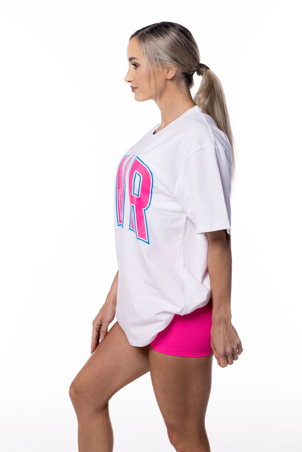 Oversized Pump Tee White/Bubblegum Pink