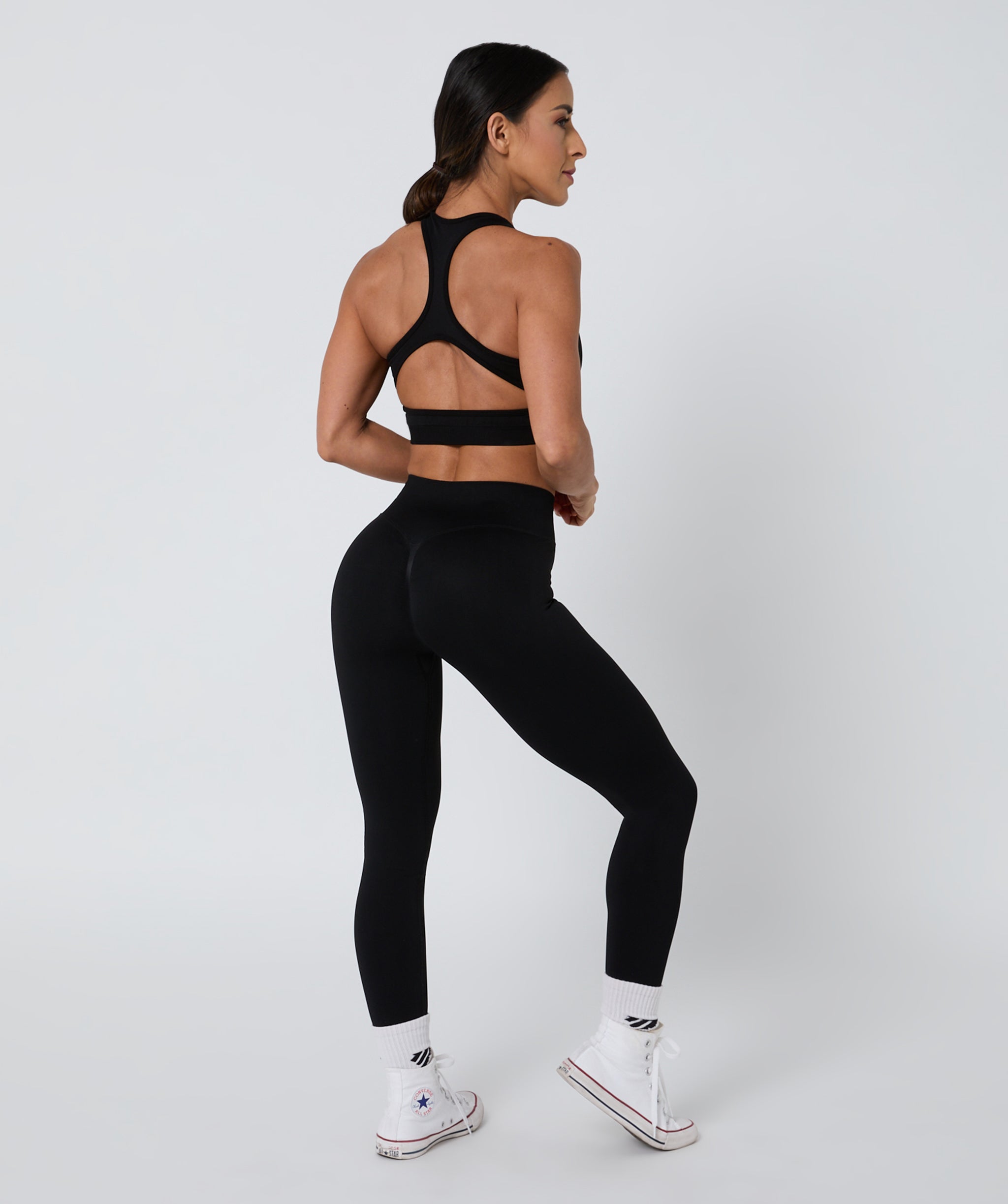 Luscious Seamless Zip Racerback Sports Bra Black