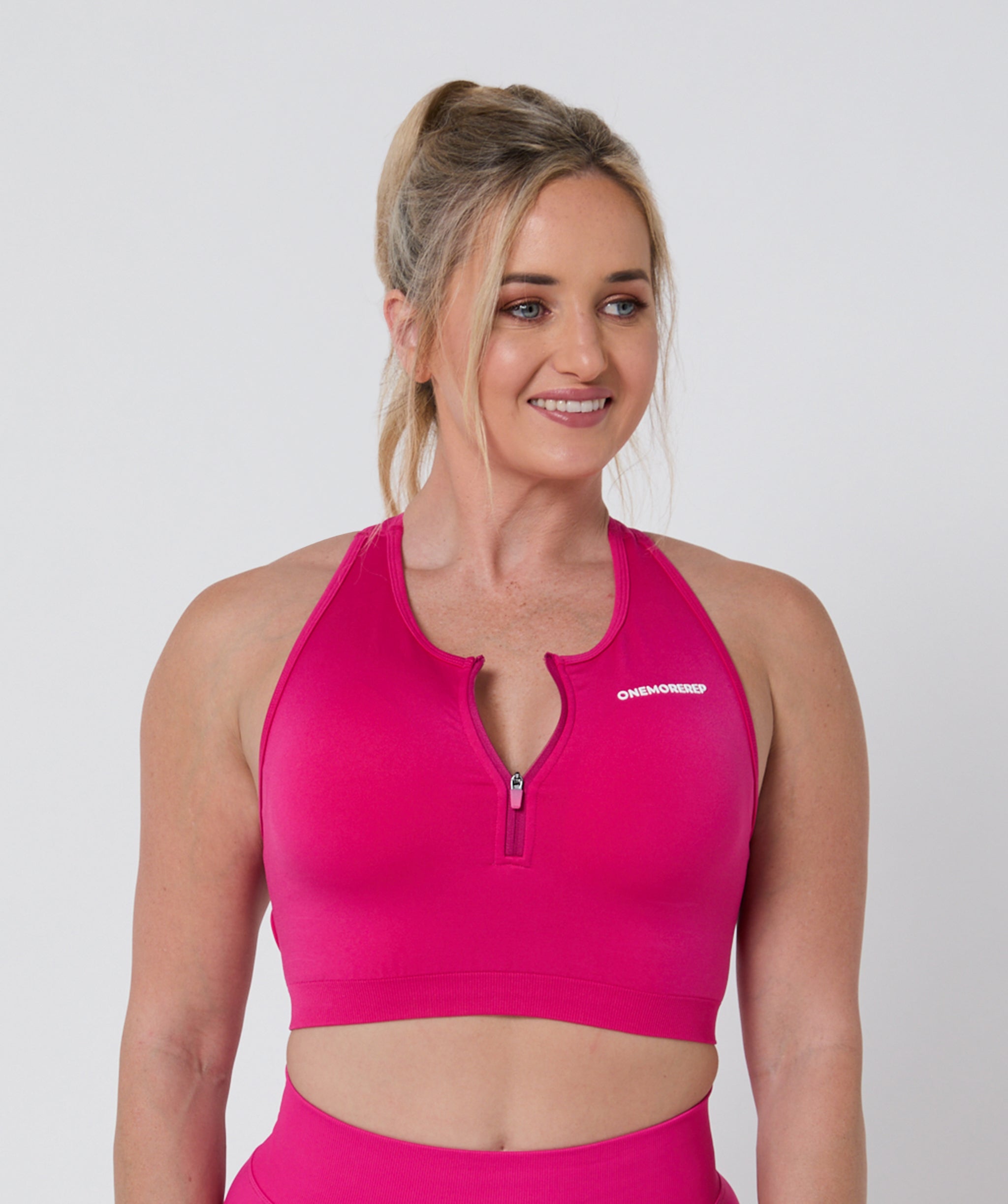 Luscious Seamless Zip Racerback Sports Bra Magenta