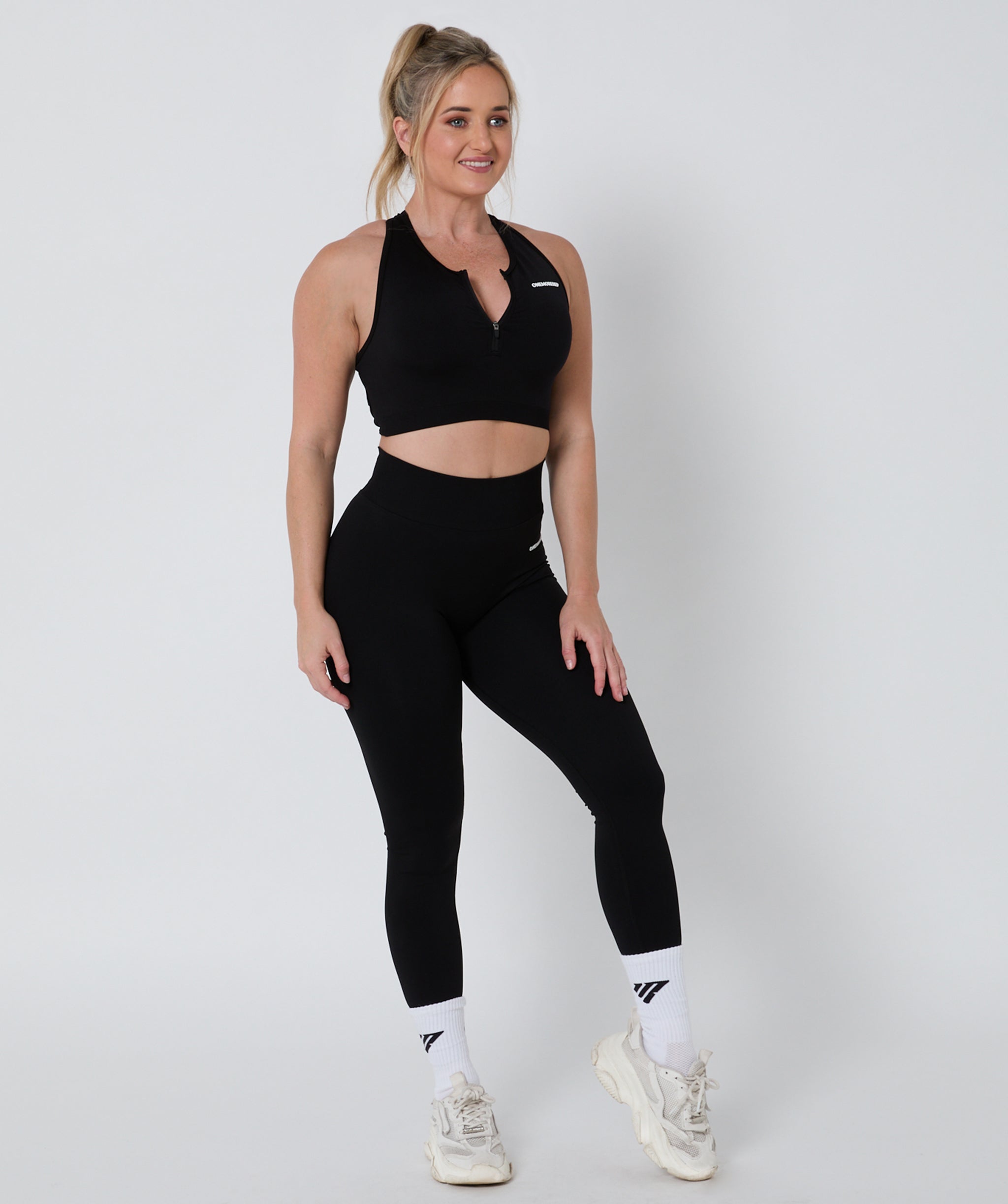 Luscious Seamless Zip Racerback Sports Bra Black