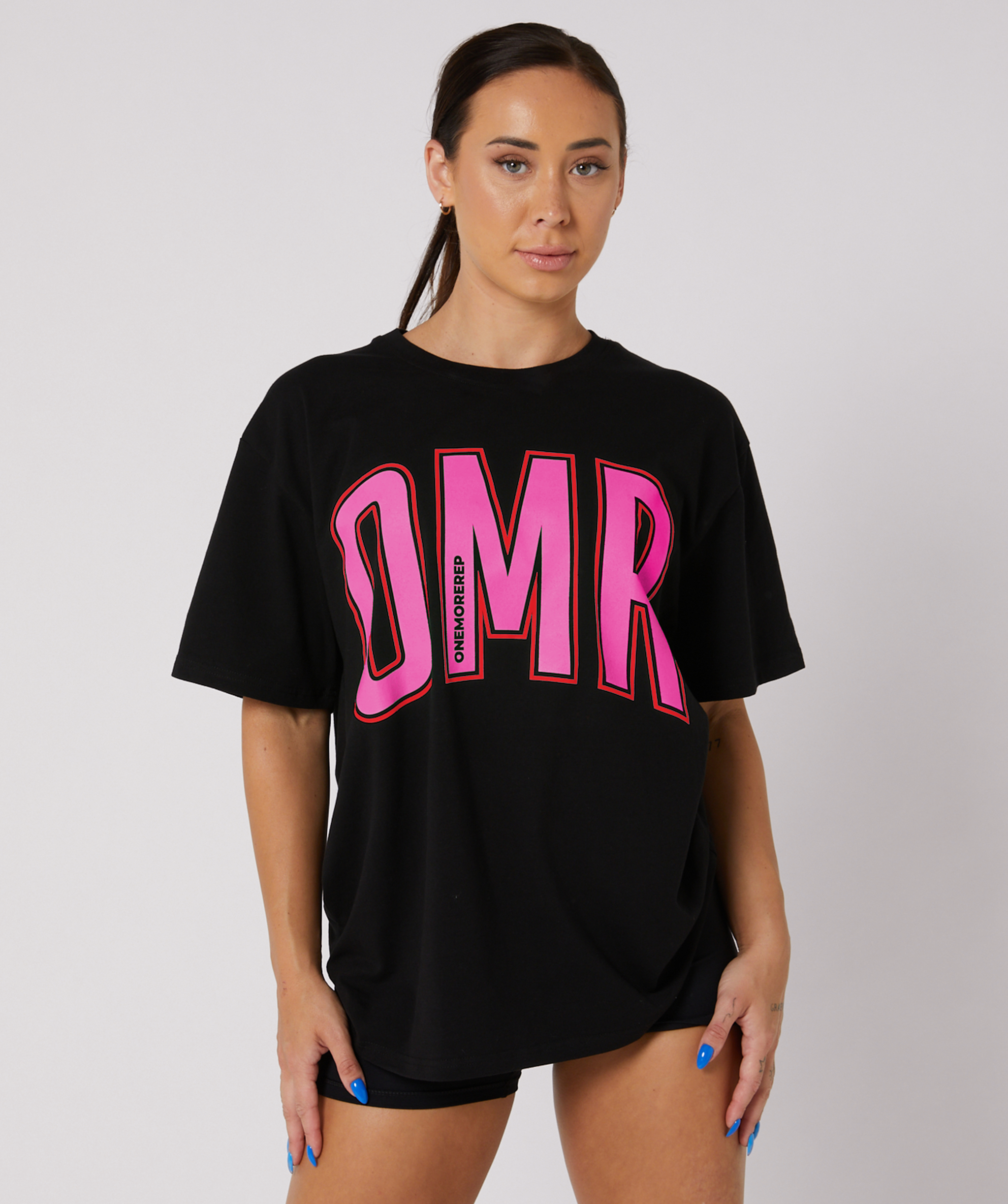 Oversized Pump Tee Black/Pink Sherbet