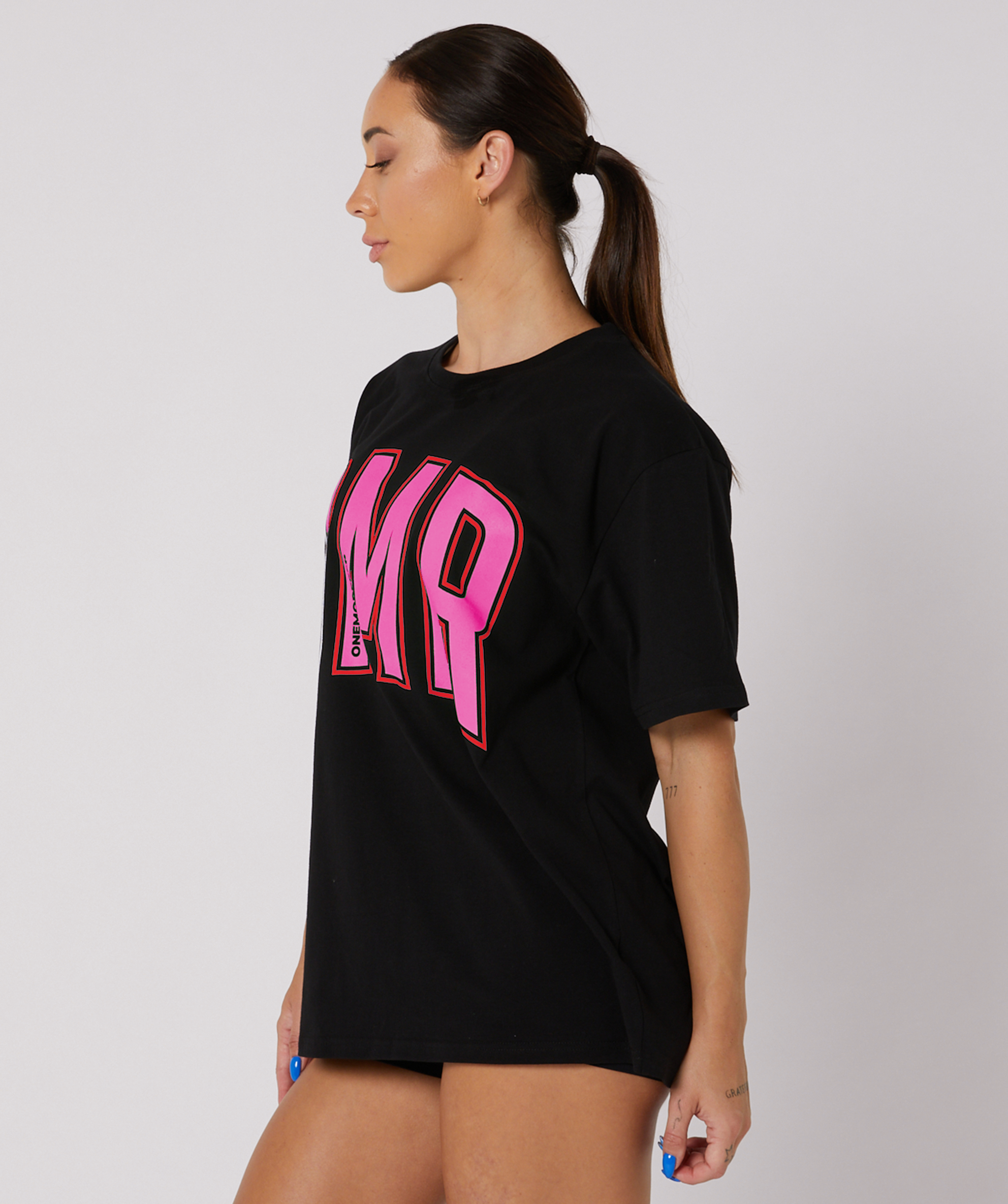 Oversized Pump Tee Black/Pink Sherbet