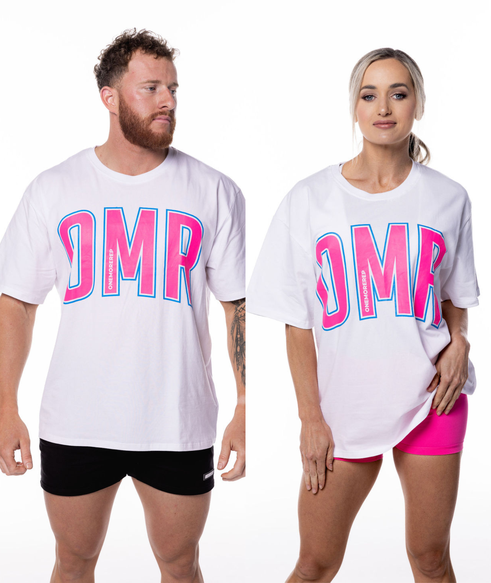 Oversized Pump Tee White/Bubblegum Pink