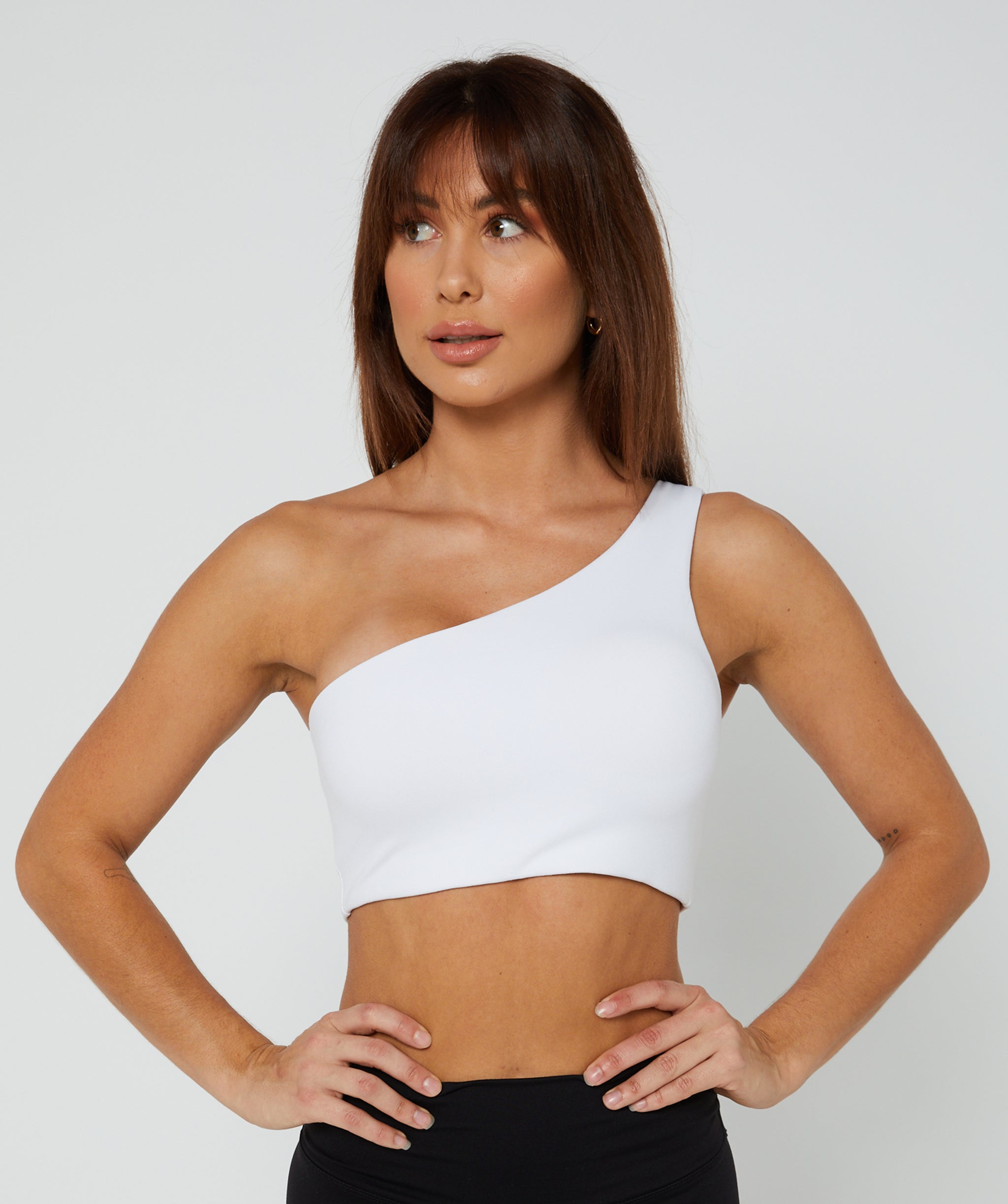 Elite One Strap Sports Bra White
