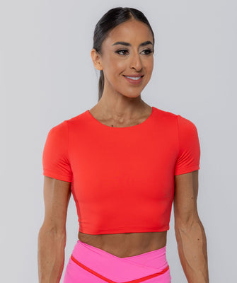 Sculpt Crop Tee Ruby Red